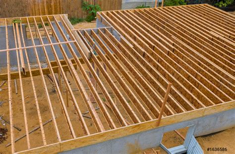 House Framing Floor Construction Showing Joists Trusses Stock Photo