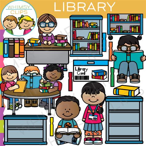 School Library Clip Art Images And Illustrations Whimsy Clips