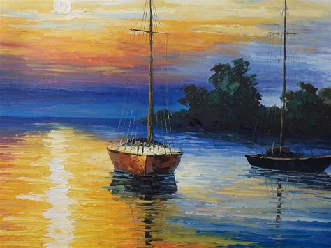 Sailboat At Sunset Painting By Rosie Sherman Pixels