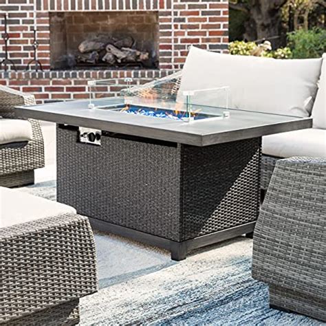 Kinger Home Grey Outdoor Propane Fire Pit Table 52 Inch 50 000 Btu Fire Pits For Outside