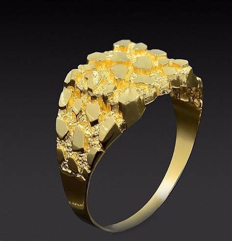 Mens 10k Yellow Gold Nugget Ring 30 G Mens Gold Bracelets Gold