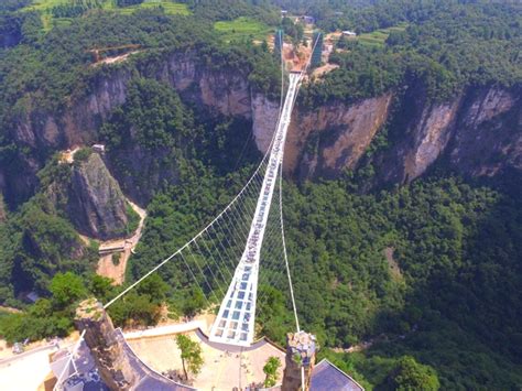 It has been hosting the longest bridge ever built since 2011. Glass bridge at a gorge in Zhangjiajie Hunan Province ...