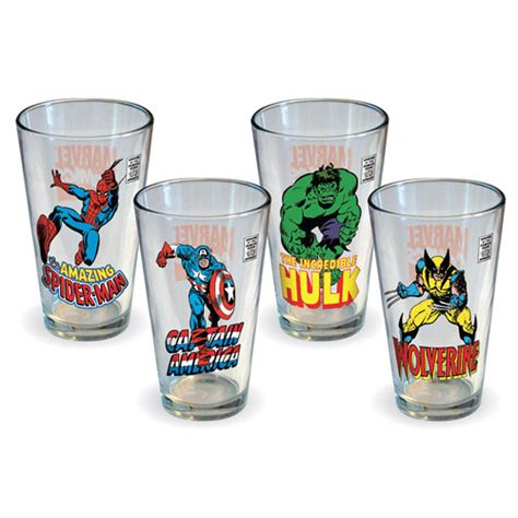 Marvel Comics Heroes Pint Glass 4 Pack Entertainment Earth