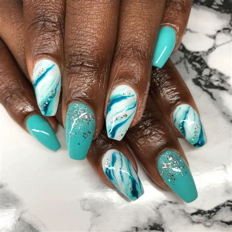 Perfect Summer Nails 💕 Teal With An Ombré Twist 💅🏼 Teal Acrylic Nails