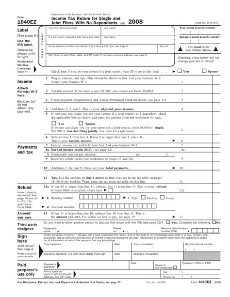 Printable Tax Form Web Free Printable 2022 1040ez Form And 2022 1040ez