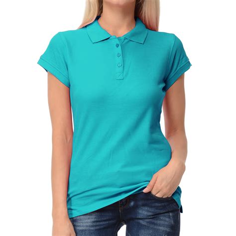 Basico Turquoise Polo Collared Shirts For Women 100 Cotton Short
