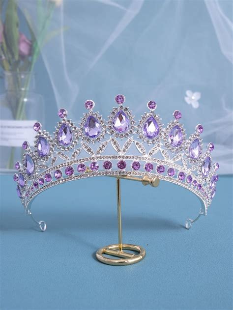 Morado Collar Vidrio Tiaras Embellished Bodas Y Eventos Purple Crown