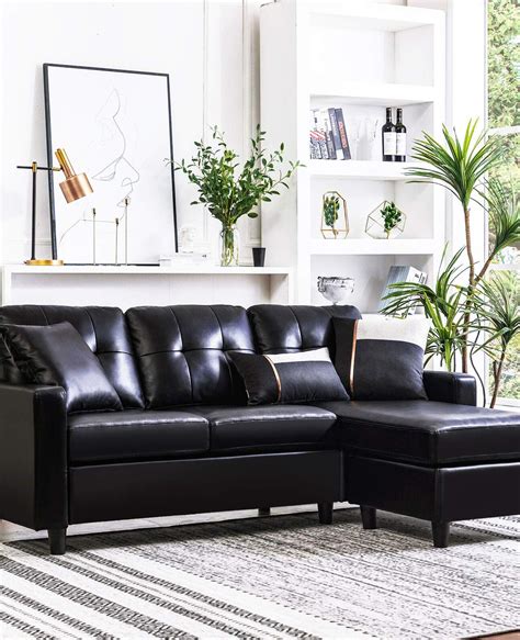 Sofas Honbay Convertible Sectional Sofa Couch Leather L Shape Couch