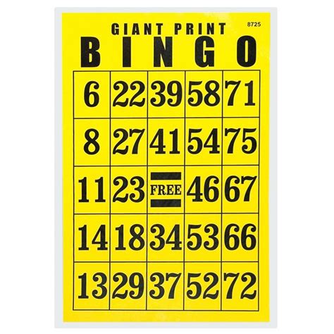 Giant Print Laminated Bingo Card Bingo Cards Bingo Bingo Printable