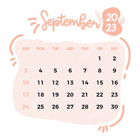 September 2023 Calendar Vector Illustration September 2023 September