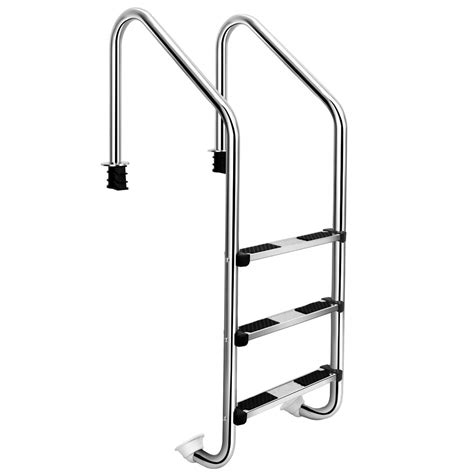 Buy Costway Stainless Steel Pool Ladder With 3 Non Slip Footsteps Heavy Duty Swimming Pool Step