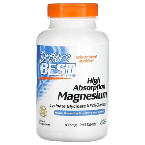 Doctors Best High Absorption Magnesium 100 Mg 240 Tablets