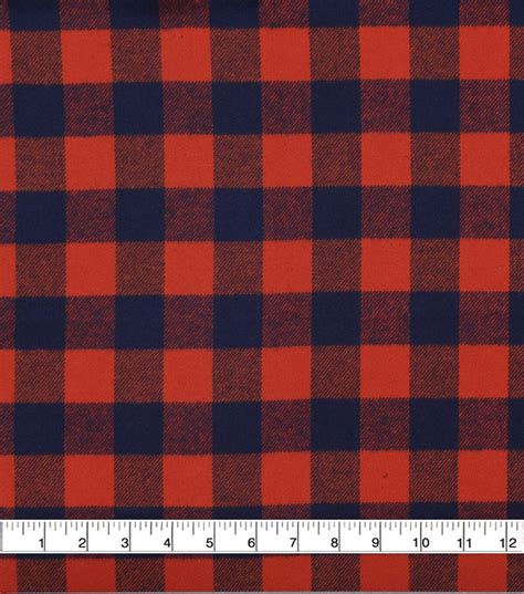 Plaiditudes Brushed Cotton Fabric Orange And Navy Buffalo Check Joann