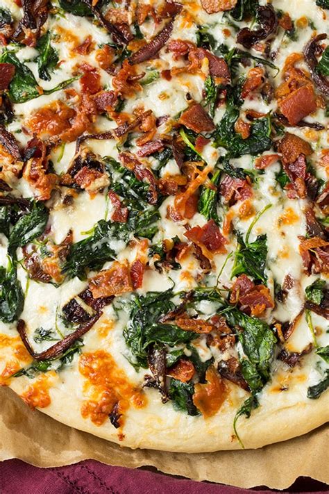 Caramelized Onion Bacon And Spinach Pizza Cooking Classy