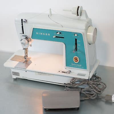 Vintage Turquoise Singer Touch Sew Sewing Machine Deluxe Zig Zag