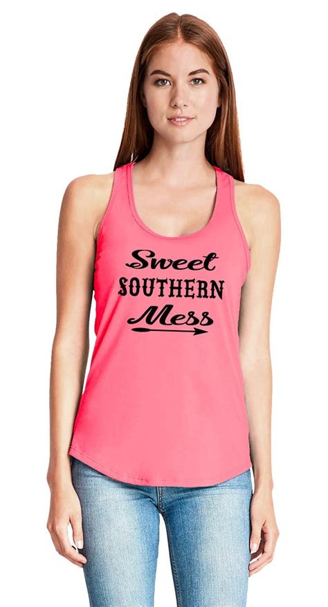 Ladies Sweet Southern Mess Racerback Country Mom Wife Redneck Shirt Ebay