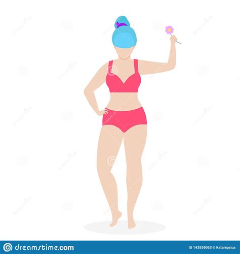 And Healthy Bikini Girl Full Body Pose In Bikini Cartoon Vector