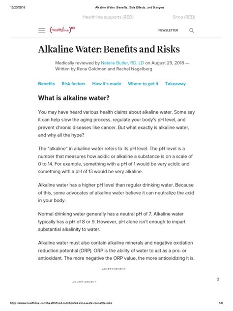 Alkaline Water Benefits Side Effects And Dangers Pdf Alkalinity