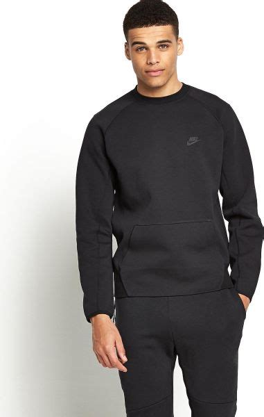 Nike Mens Tech Fleece Crew Neck Sweatshirt In Black For Men Lyst