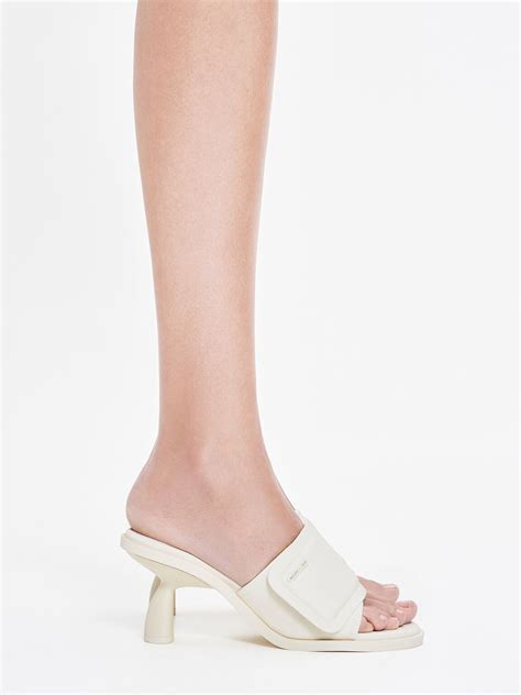 Chalk Puffy Sculptural Heel Mules Charles And Keith Uk
