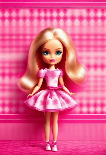 Premium Ai Image Barbie Doll Portrait On A Pink Background Illustration