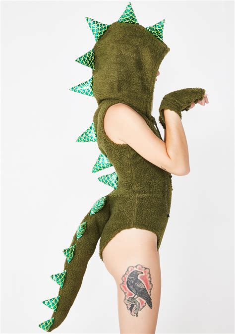 Sexy Dinosaur Romper Costume Green Dolls Kill