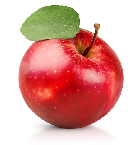 Premium Photo One Red Apple With Leaf On White Isolated Background