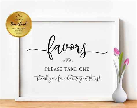 White Please Take A Favor Printable Favors Table Sign Digital File