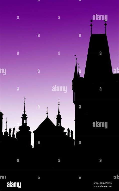 Silhouette Of Prague Skyline Stock Photo Alamy