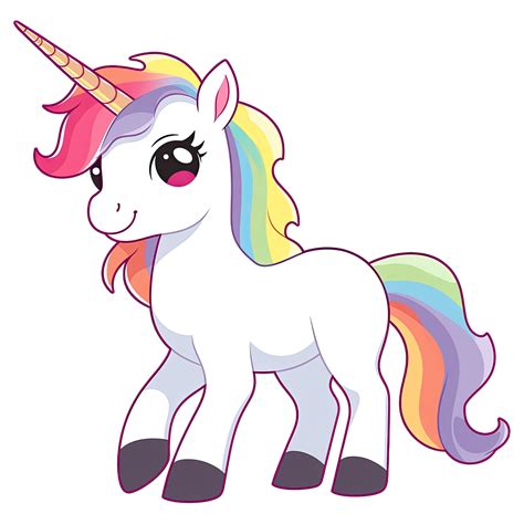 Cute Chibi Rainbow Unicorn Clipart Ai Generative 33494209 Png