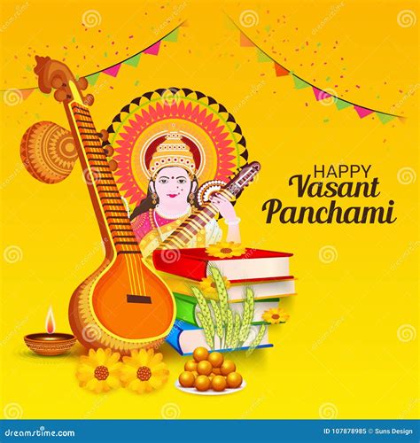 Happy Vasant Panchami Stock Illustration Illustration Of Greeting 107878985