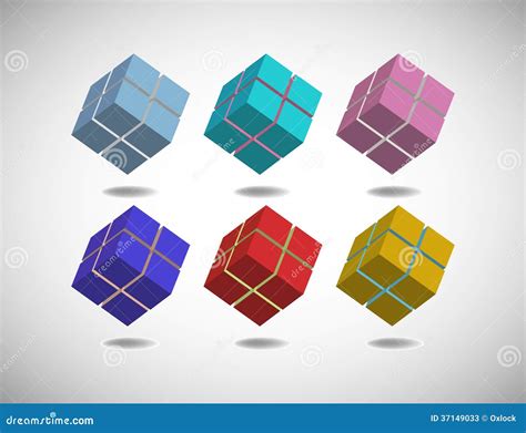 Set Of Six Cubes Stock Vector Illustration Of Editable 37149033