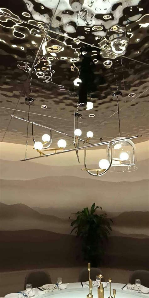 Restaurant Ceiling With Water Wave Stainless Steel Panels Wuxi Boweite Metal Water Ripples
