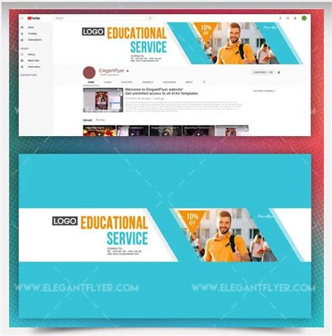 Make sure you are using our facebook event banner template. Free Educational Service YouTube Channel Banner with ...