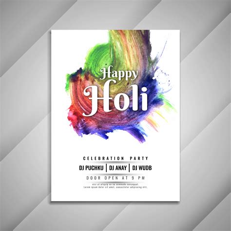 Abstract Happy Holi Celebration Party Invitation Card Design 281037