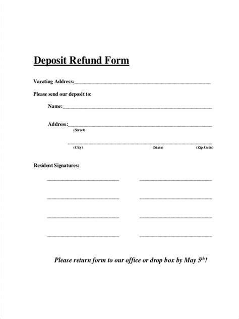 Free 7 Deposit Refund Forms In Pdf