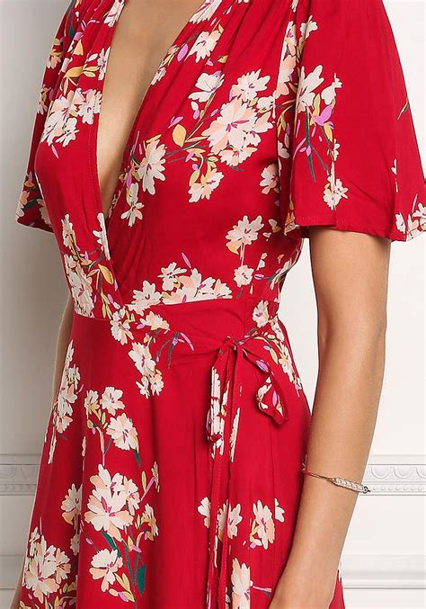 Red Floral Wrap Hi Lo Maxi Dress Vestidos Estilosos Vestidos