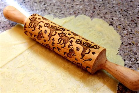 Engraved Rolling Pin 2 Cat Kitten Embossing Rolling Pin Etsy