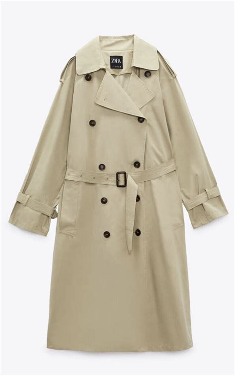 Zara Oversize Double Breasted Trench Coat Beige New Fw Sizes Xs L Ref