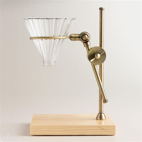 Brass Pour Over Coffee Dripper Stand With Wood Base Pour Over Coffee
