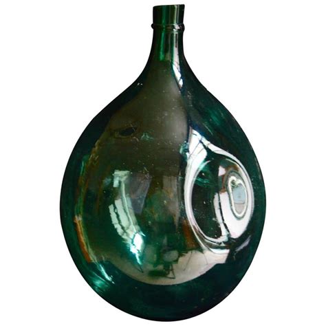 Large Italian Handblown Green Glass Demijohn Bottle For Sale At 1stdibs