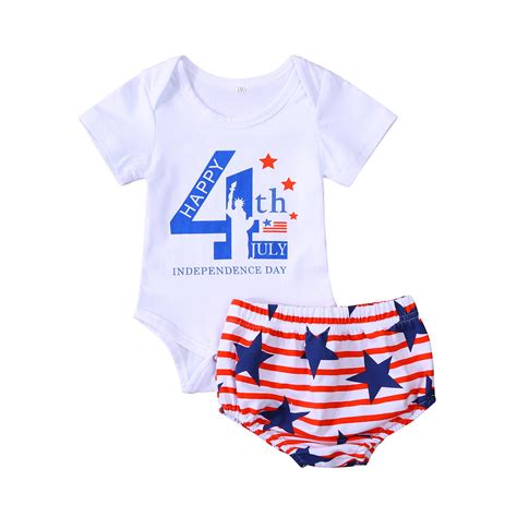 Citgeett Summer Independence Day Baby Boys Short Sleeves Romper