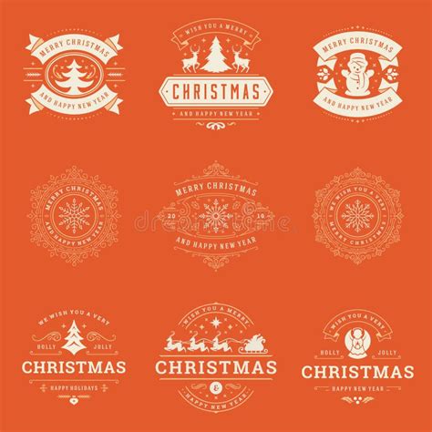 Christmas Sayings Labels And Badges Vector Design Elements Set Stock