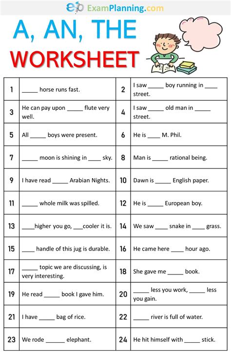 A An The Worksheet English Grammar Exercises English Grammar