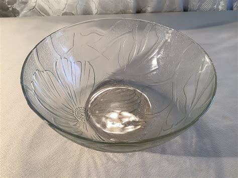 Vintage Kig Indonesia Clear Glass Serving Bowl Embossed With A Etsy