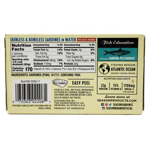 Seasons Brand Sardines No Salt Added Healthy Heart Market