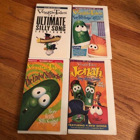 Big Idea Other Lot Of 4 Vintage Veggie Tales Vhs Tapes With Hard