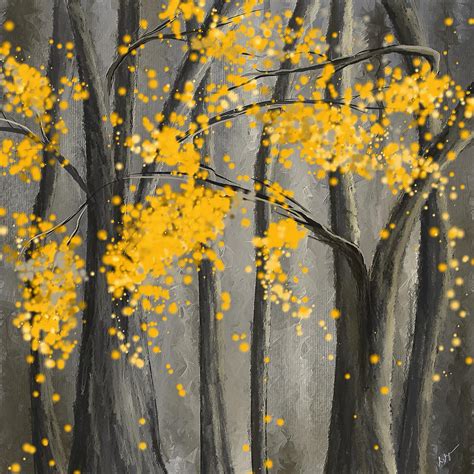 Rejuvenating Elements Yellow And Gray Art Painting By Lourry Legarde