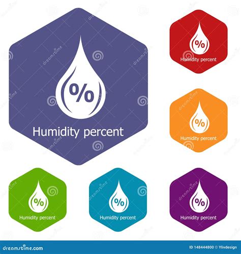 Humidity Percent Icons Vector Hexahedron Stock Vector Illustration Of