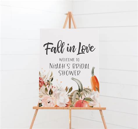 Fall In Love Bridal Shower Welcome Sign Autumn Pumpkin Etsy Canada